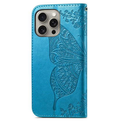 For iPhone 16 Pro Max Case PU Leather Wallet Phone Cover Butterfly Pattern