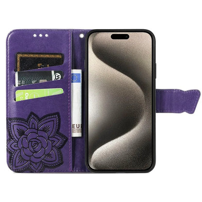 For iPhone 16 Pro Max Case PU Leather Wallet Phone Cover Butterfly Pattern