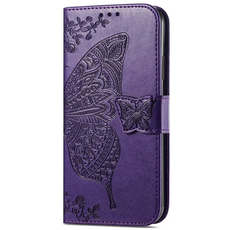 For iPhone 16 Pro Max Case PU Leather Wallet Phone Cover Butterfly Pattern