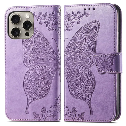 For iPhone 16 Pro Max Case PU Leather Wallet Phone Cover Butterfly Pattern