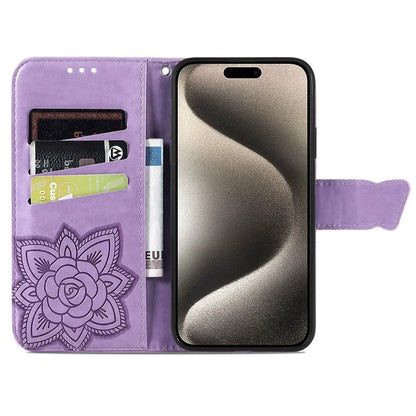 For iPhone 16 Pro Max Case PU Leather Wallet Phone Cover Butterfly Pattern