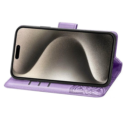For iPhone 16 Pro Max Case PU Leather Wallet Phone Cover Butterfly Pattern