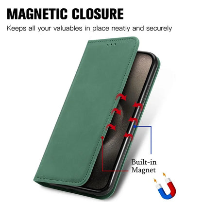 For iPhone 16 Pro Max Case Skin Touch Feeling Leather Wallet Phone Cover Magnetic Absorption