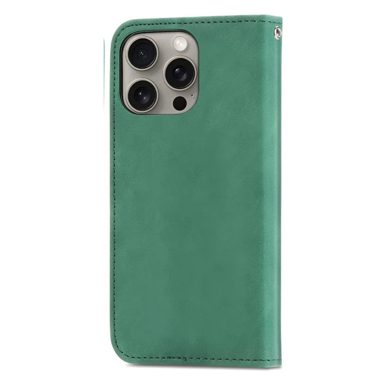 For iPhone 16 Pro Max Case Skin Touch Feeling Leather Wallet Phone Cover Magnetic Absorption