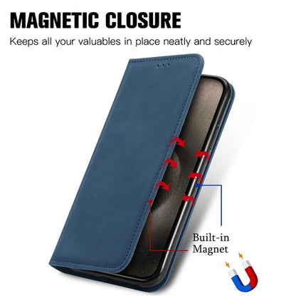 For iPhone 16 Pro Max Case Skin Touch Feeling Leather Wallet Phone Cover Magnetic Absorption