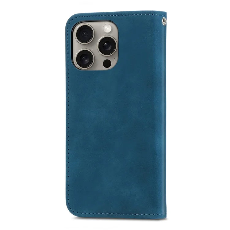 For iPhone 16 Pro Max Case Skin Touch Feeling Leather Wallet Phone Cover Magnetic Absorption