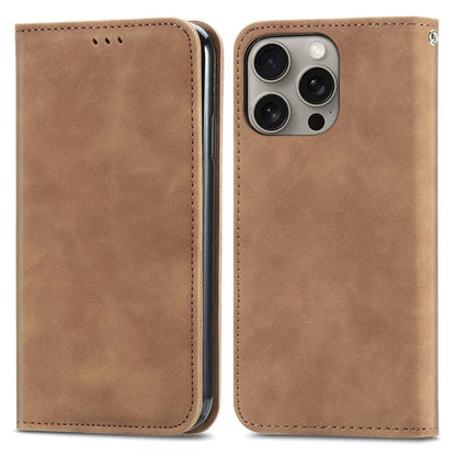 For iPhone 16 Pro Max Case Skin Touch Feeling Leather Wallet Phone Cover Magnetic Absorption