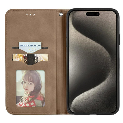 For iPhone 16 Pro Max Case Skin Touch Feeling Leather Wallet Phone Cover Magnetic Absorption