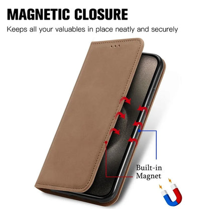 For iPhone 16 Pro Max Case Skin Touch Feeling Leather Wallet Phone Cover Magnetic Absorption