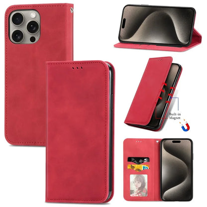 For iPhone 16 Pro Max Case Skin Touch Feeling Leather Wallet Phone Cover Magnetic Absorption