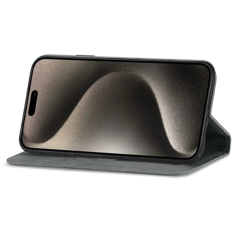 For iPhone 16 Pro Max Case Skin Touch Feeling Leather Wallet Phone Cover Magnetic Absorption
