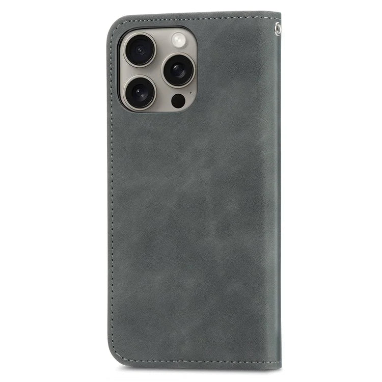 For iPhone 16 Pro Max Case Skin Touch Feeling Leather Wallet Phone Cover Magnetic Absorption