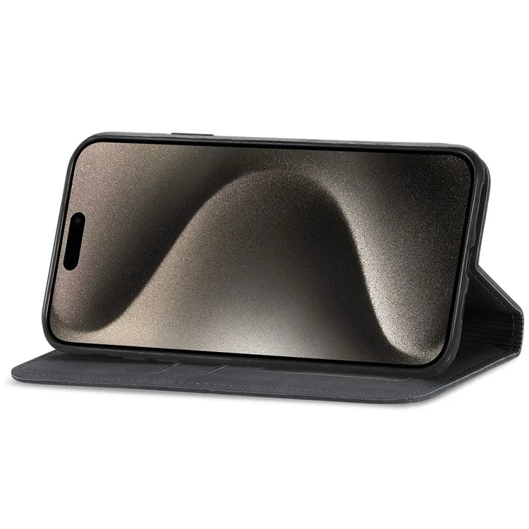 For iPhone 16 Pro Max Case Skin Touch Feeling Leather Wallet Phone Cover Magnetic Absorption