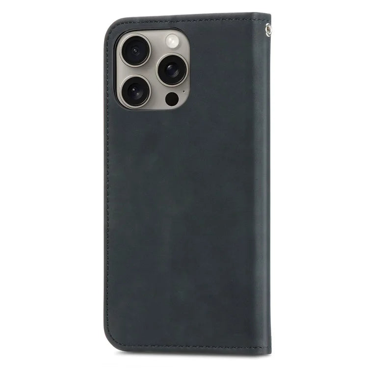 For iPhone 16 Pro Max Case Skin Touch Feeling Leather Wallet Phone Cover Magnetic Absorption