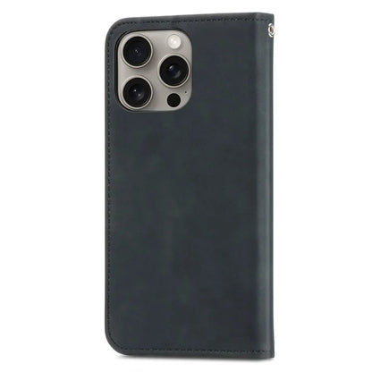 For iPhone 16 Pro Max Case Skin Touch Feeling Leather Wallet Phone Cover Magnetic Absorption