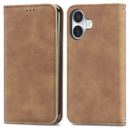 For iPhone 16 Case Skin Touch Feeling Leather Phone Cover Magnetic Absorption