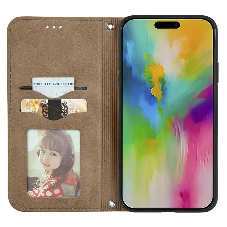 For iPhone 16 Case Skin Touch Feeling Leather Phone Cover Magnetic Absorption