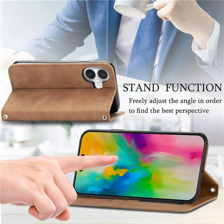 For iPhone 16 Case Skin Touch Feeling Leather Phone Cover Magnetic Absorption