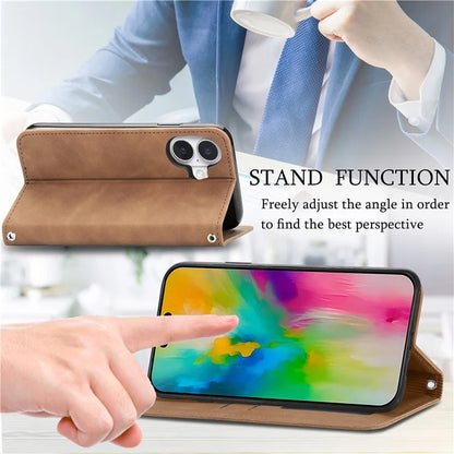 For iPhone 16 Case Skin Touch Feeling Leather Phone Cover Magnetic Absorption