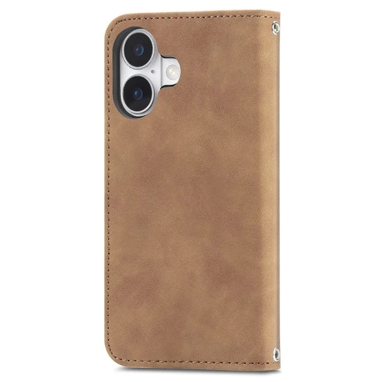 For iPhone 16 Case Skin Touch Feeling Leather Phone Cover Magnetic Absorption