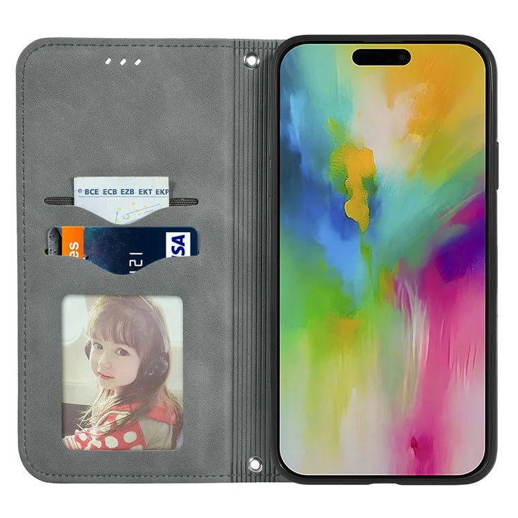 For iPhone 16 Case Skin Touch Feeling Leather Phone Cover Magnetic Absorption