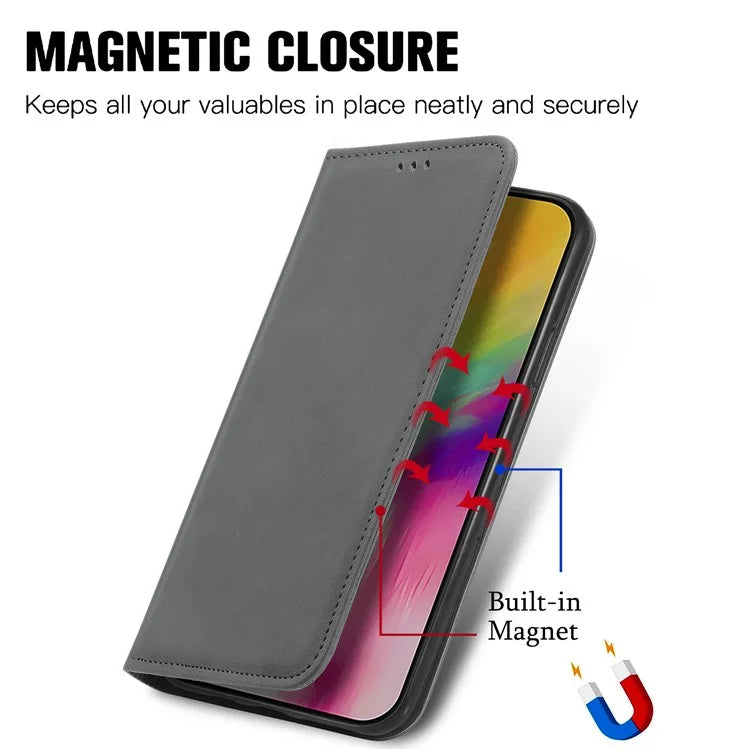 For iPhone 16 Case Skin Touch Feeling Leather Phone Cover Magnetic Absorption