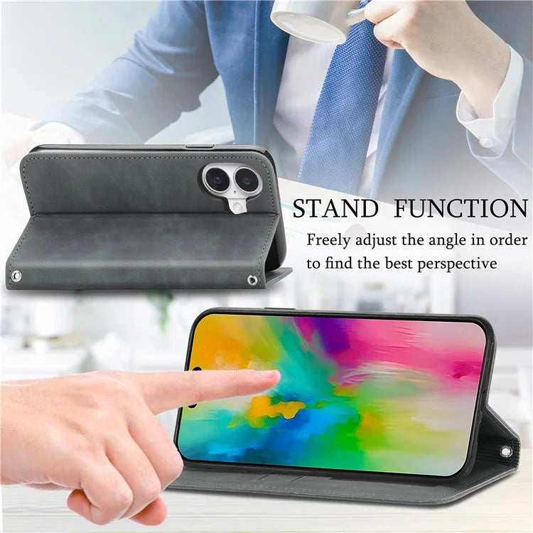 For iPhone 16 Case Skin Touch Feeling Leather Phone Cover Magnetic Absorption