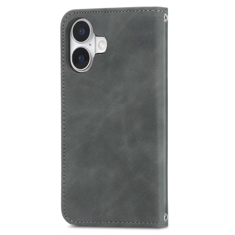 For iPhone 16 Case Skin Touch Feeling Leather Phone Cover Magnetic Absorption