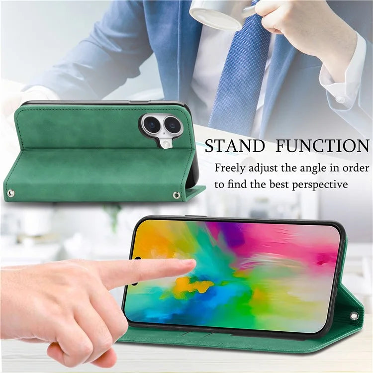 For iPhone 16 Case Skin Touch Feeling Leather Phone Cover Magnetic Absorption
