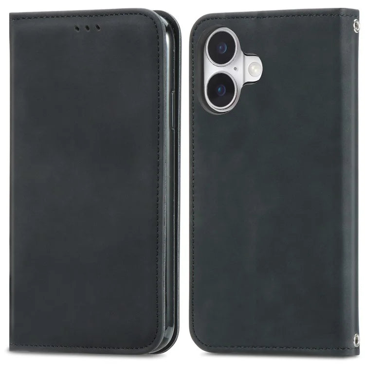 For iPhone 16 Case Skin Touch Feeling Leather Phone Cover Magnetic Absorption