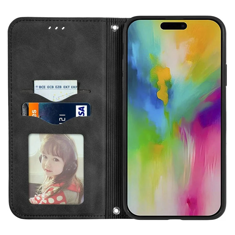 For iPhone 16 Case Skin Touch Feeling Leather Phone Cover Magnetic Absorption