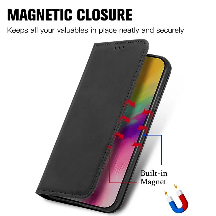 For iPhone 16 Case Skin Touch Feeling Leather Phone Cover Magnetic Absorption