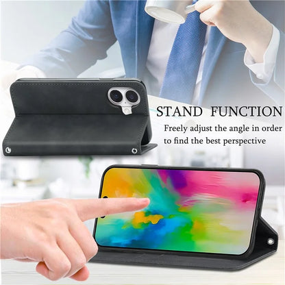 For iPhone 16 Case Skin Touch Feeling Leather Phone Cover Magnetic Absorption