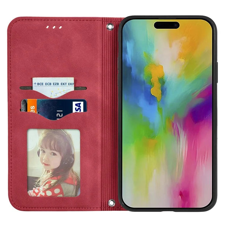 For iPhone 16 Case Skin Touch Feeling Leather Phone Cover Magnetic Absorption