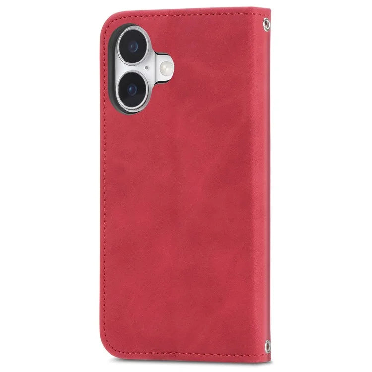 For iPhone 16 Case Skin Touch Feeling Leather Phone Cover Magnetic Absorption