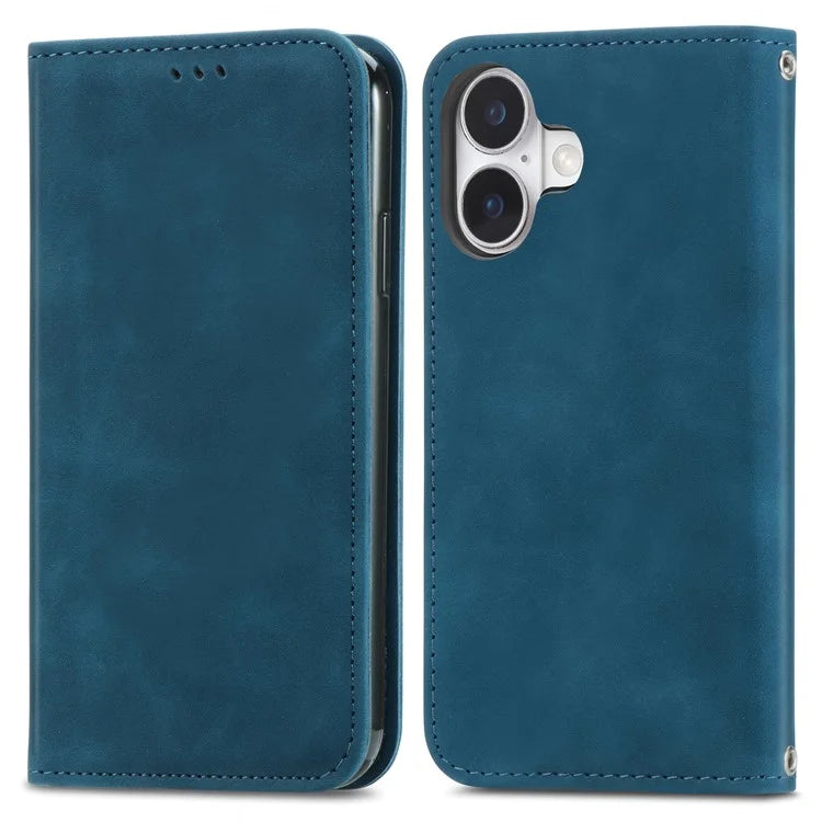 For iPhone 16 Case Skin Touch Feeling Leather Phone Cover Magnetic Absorption