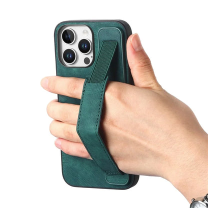 D11 For iPhone 16 Pro Max Case Wristband Leather + TPU Phone Cover