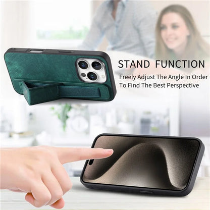 D11 For iPhone 16 Pro Max Case Wristband Leather + TPU Phone Cover