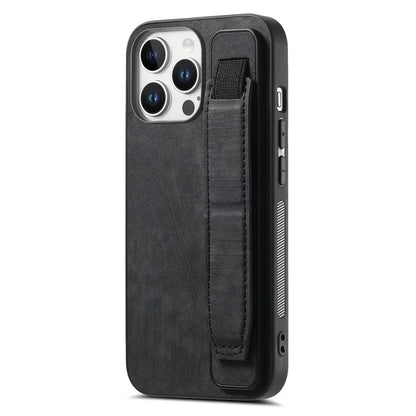 D11 For iPhone 16 Pro Max Case Wristband Leather + TPU Phone Cover