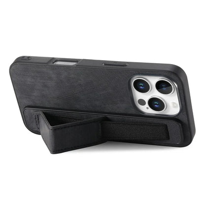 D11 For iPhone 16 Pro Max Case Wristband Leather + TPU Phone Cover