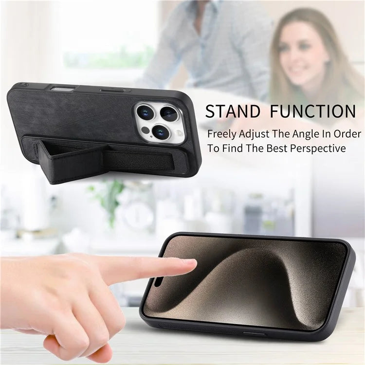 D11 For iPhone 16 Pro Max Case Wristband Leather + TPU Phone Cover