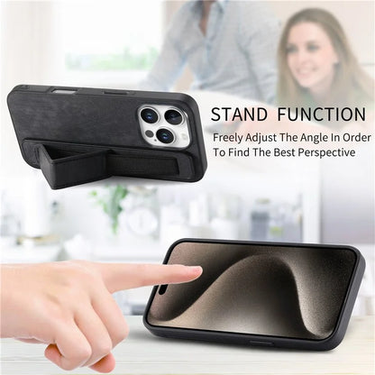 D11 For iPhone 16 Pro Max Case Wristband Leather + TPU Phone Cover