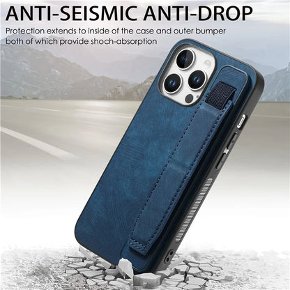 D11 For iPhone 16 Pro Max Case Wristband Leather + TPU Phone Cover