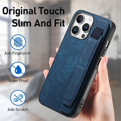 D11 For iPhone 16 Pro Max Case Wristband Leather + TPU Phone Cover