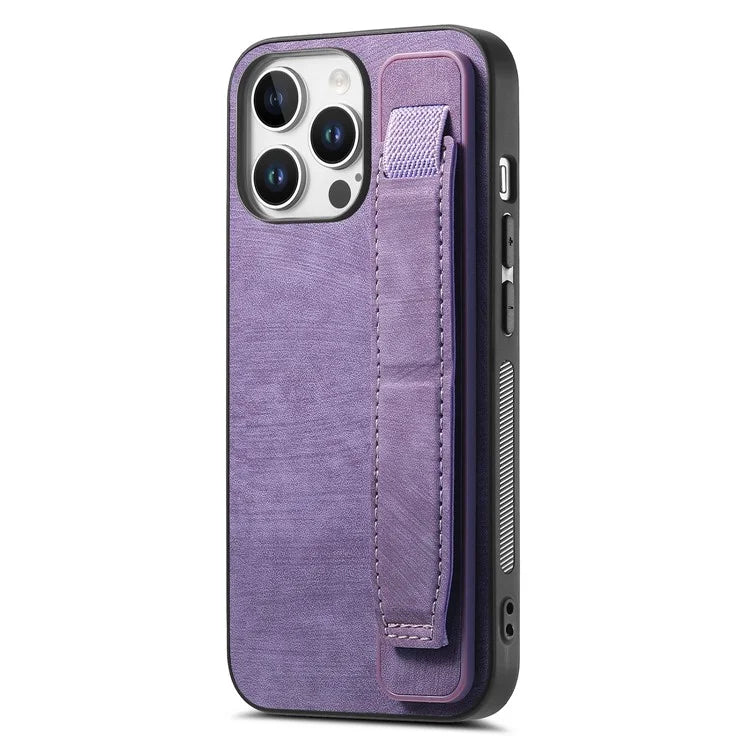 D11 For iPhone 16 Pro Max Case Wristband Leather + TPU Phone Cover
