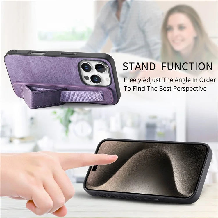 D11 For iPhone 16 Pro Max Case Wristband Leather + TPU Phone Cover