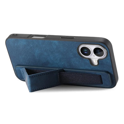 D11 For iPhone 16 Plus Case Wristband Leather + TPU Phone Cover