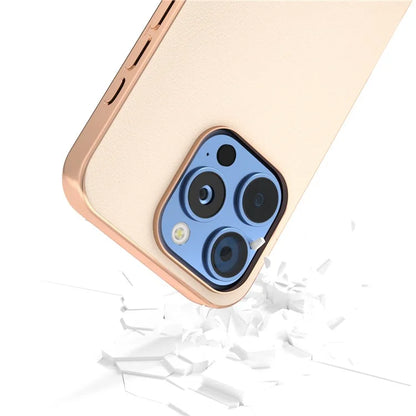 For iPhone 16 Pro Case Electroplating Edge PU Leather Coated TPU+PC Phone Cover