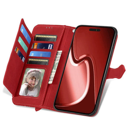 For iPhone 16 Pro Max Case Zipper Wallet PU Leather Flower Imprint Phone Cover