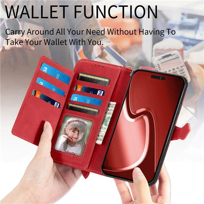 For iPhone 16 Pro Max Case Zipper Wallet PU Leather Flower Imprint Phone Cover